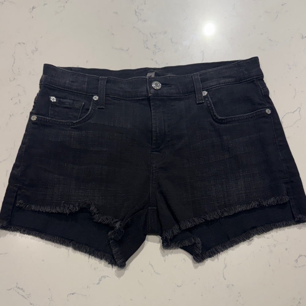 7 For All Mankind Black Jean Shorts